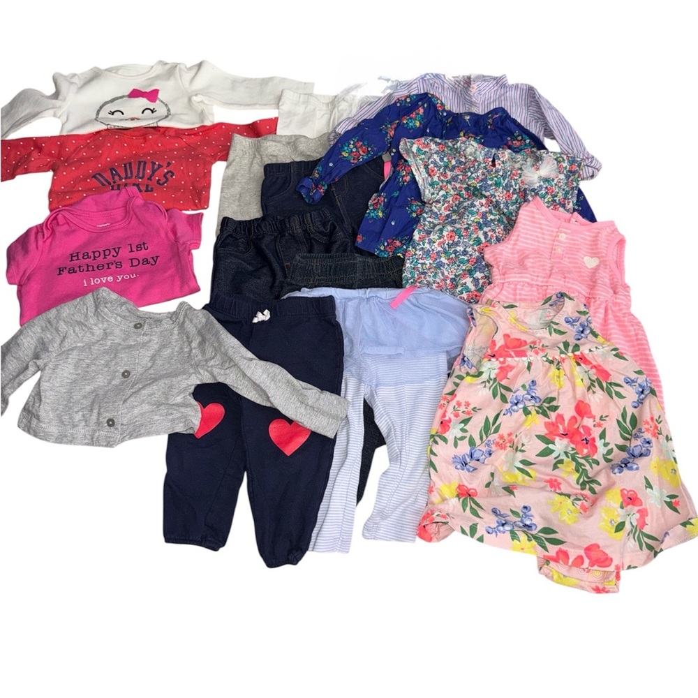 9 Months Carters Colorful Baby Girl Clothing Set Bundle (16 Pieces)